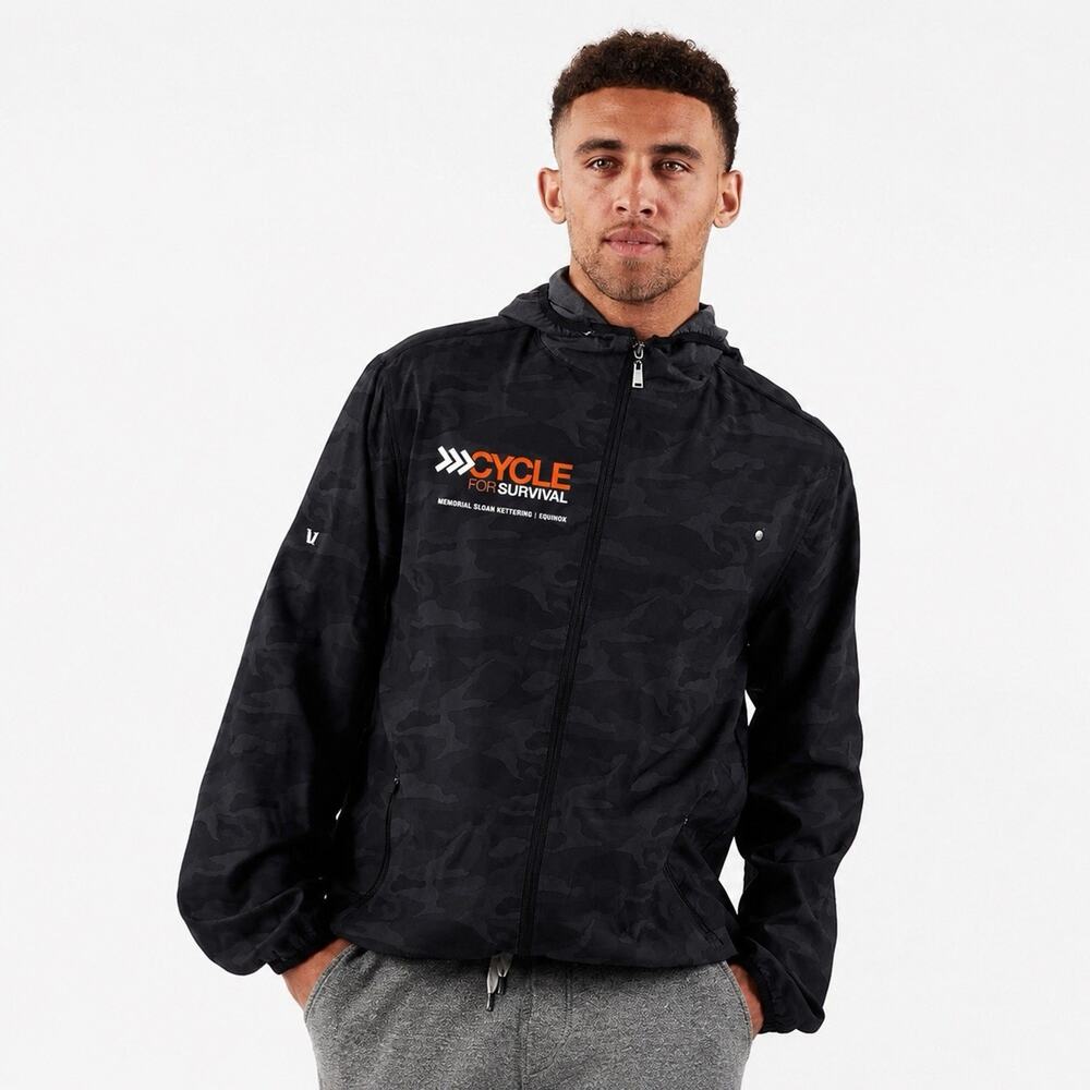 Vuori Outdoor Trainer Shell Black Camo Full Zip Hooded‎ NEW Logo Mens Small